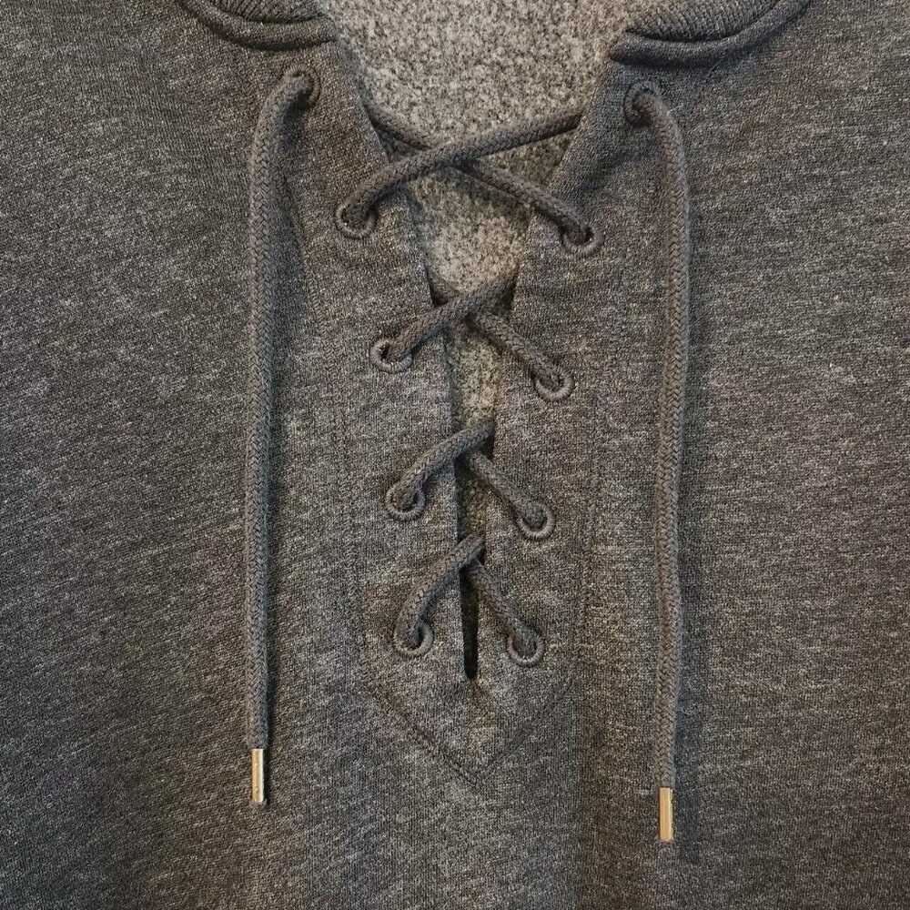 🪻BOGO🪻 Old Navy Lace-Up Crew Neck Sweatshirt Semi-Cropped Fleece Size Med - Picture 4 of 8